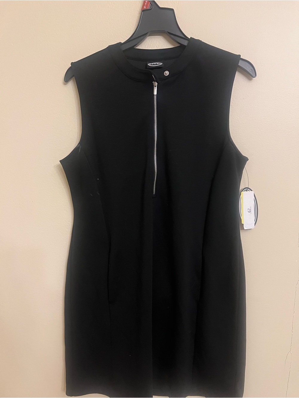 Sleeveless Black Zip-Front Mini Dress